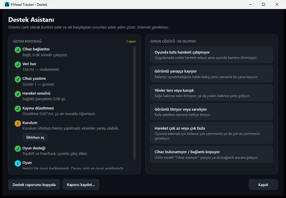 Destek asistanı: sistem kontrolü ve sorun çözücü